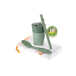 Vaso LightMyFire ReKit with straw and covered with bioplastic Sandygreen