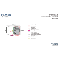 Tambu Poribar Family Tunnelzelt 5 Personen marineblau