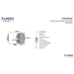 Tambu PoribarCarp tunnel famiglia 5 persone blu navy