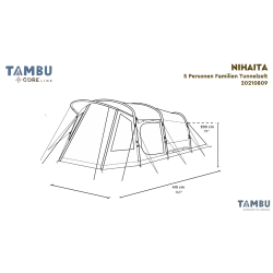 Tambu Nihaita Familien-Tunnelzelt für 5 Personen, braun