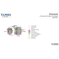 Tambu Pesadar Familien-Tunnelzelt für 6 Personen, Marineblau