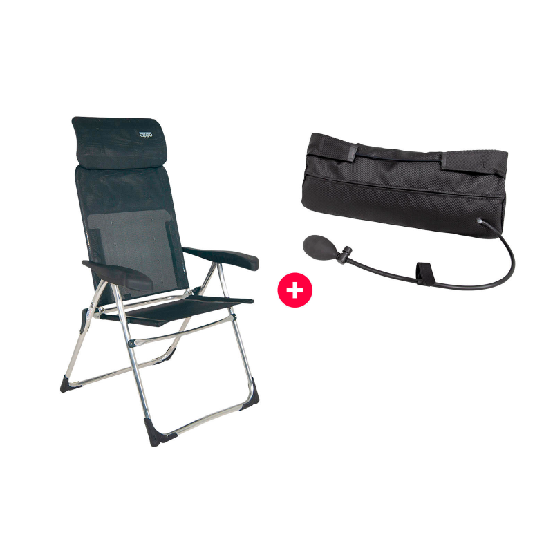 Crespo Set AL/213-C aluminum folding chair + lumbar cushion