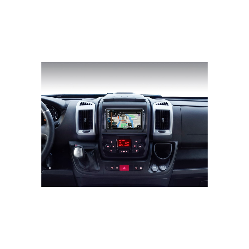 Système de navigation Alpine All-In One avec lecteur CD/DVD pour Ducato 7 qui comprend kit d'installation et interface LFB