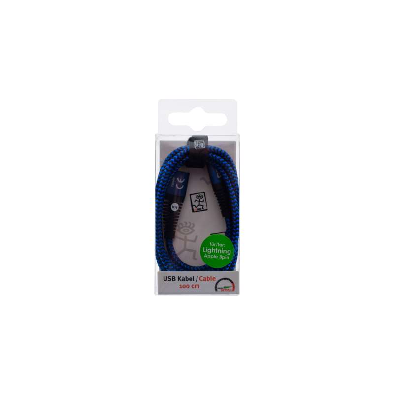 USB-Datenkabel 2Go Apple 8-polig 1 Meter blau